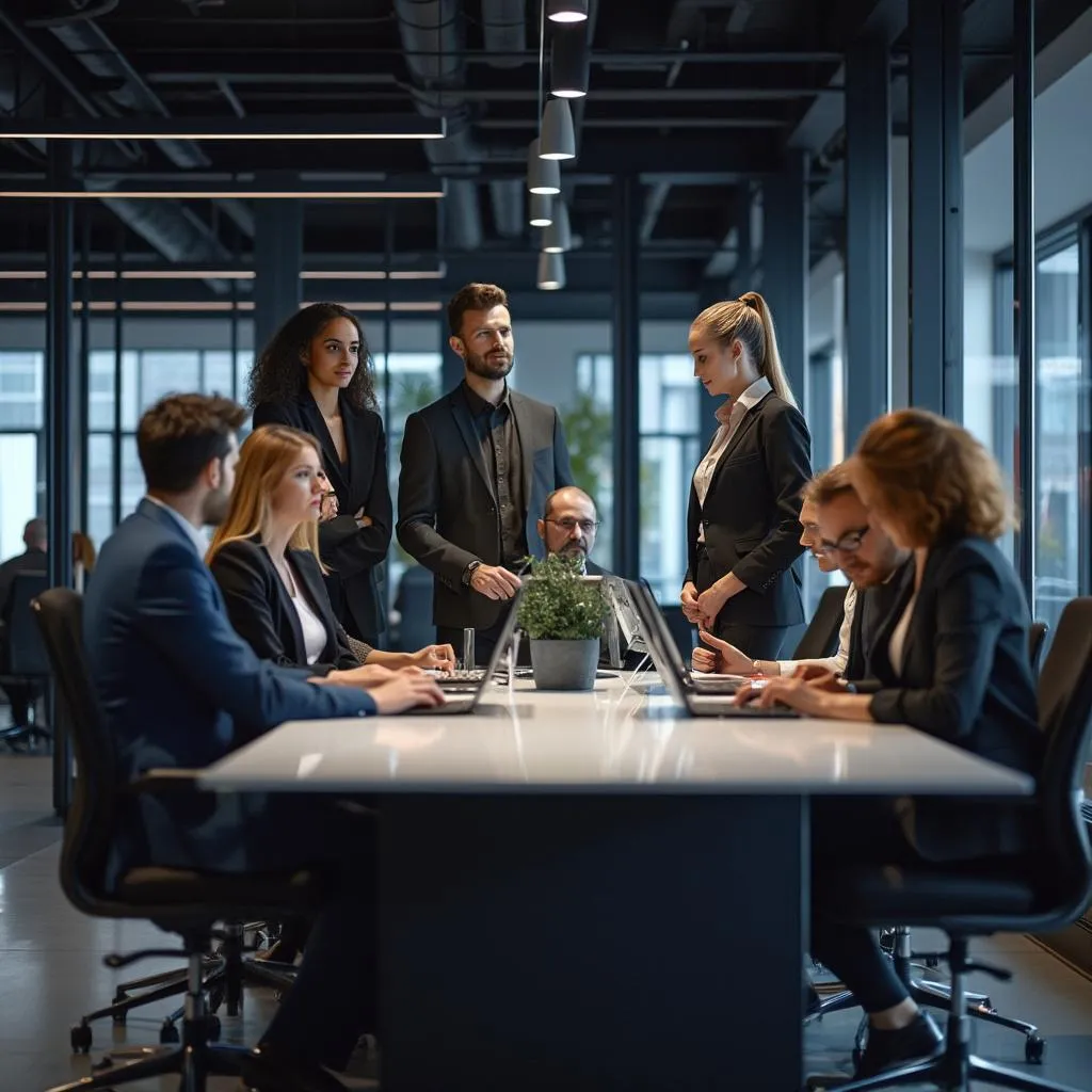 Equipo de consultoría en oficina moderna